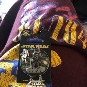 Star Wars Pin Featuring Darth Vader with Red and Silver Accents